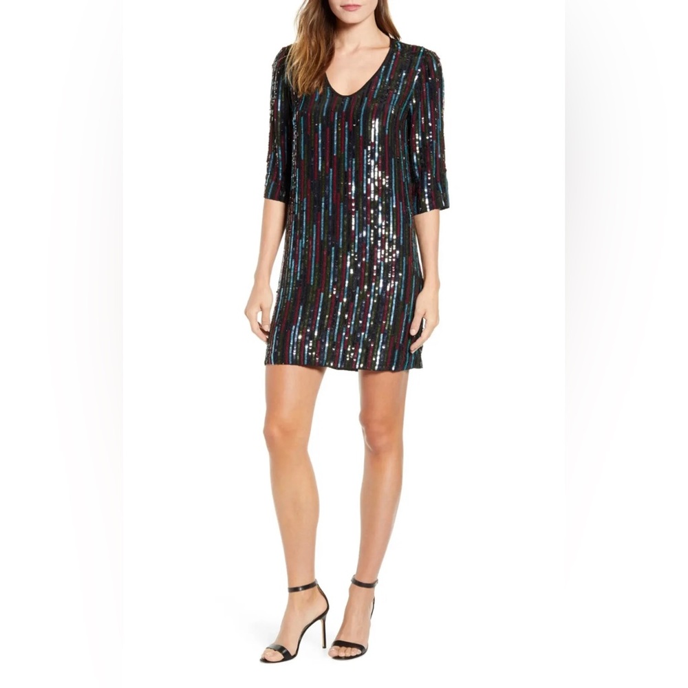 Velvet by Graham & Spencer Sequin Striped Mini Dress